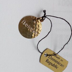 14kt BELIEVE  solid gold JCM signed charm pendant
